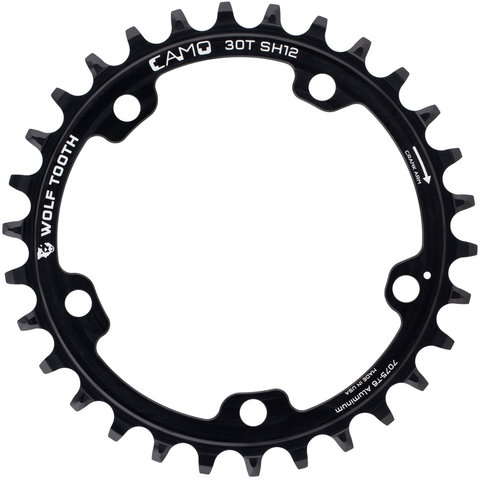 Wolf Tooth Components CAMO Aluminium Round Chainring for Shimano HG+ 12-speed Chains - black/30 tooth