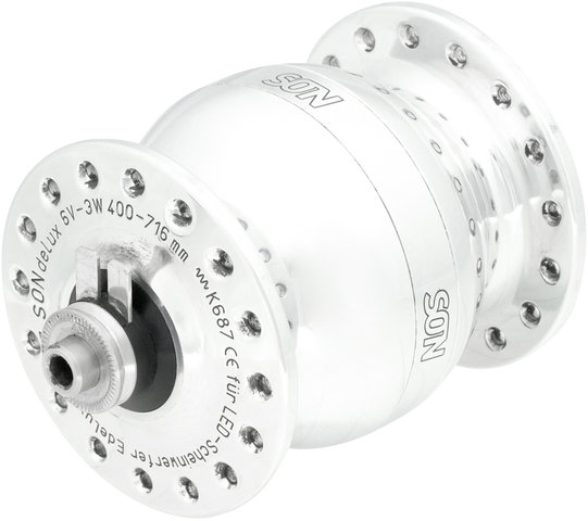 SON Delux Wide Body Dynamo Hub - polished/9 x 100 mm / 32 hole