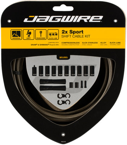 Jagwire Set de cables de cambios 2X Sport - carbon silver/universal