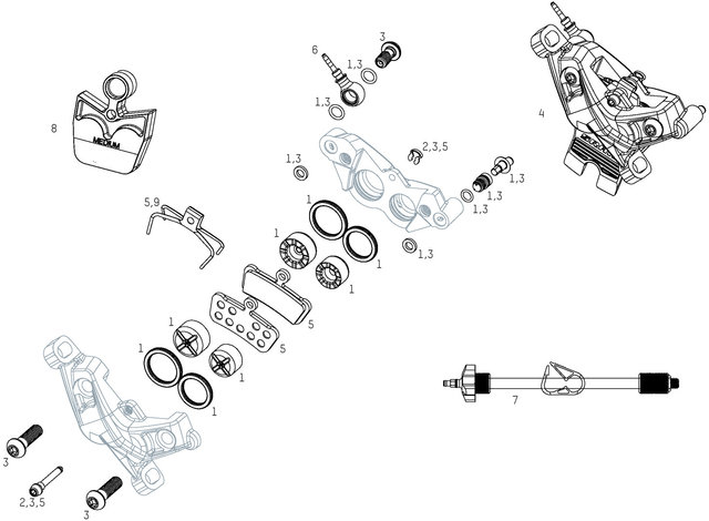 SRAM G2 RSC (A1) Brake Caliper Spare Parts (2020) - 7/universal