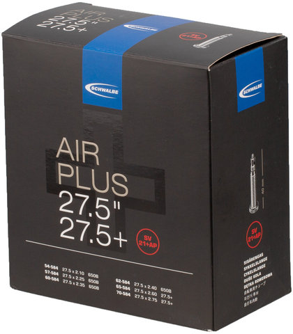 Schwalbe Cámara de aire 21+ Air Plus para 27,5" / 27,5+ - negro/27,5 x 2,10-2,75 SV 40 mm