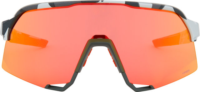 100% S3 Hiper Sports Glasses - soft tact grey camo/hiper red multilayer mirror