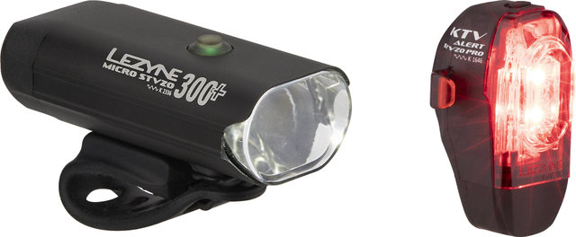 Lezyne Micro 300 + KTV Drive Beleuchtungsset mit StVZO-Zulassung - schwarz/300 Lumen