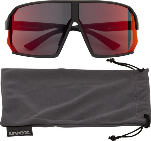 uvex Lunettes de Sport sportstyle 237 - black mat/mirror red