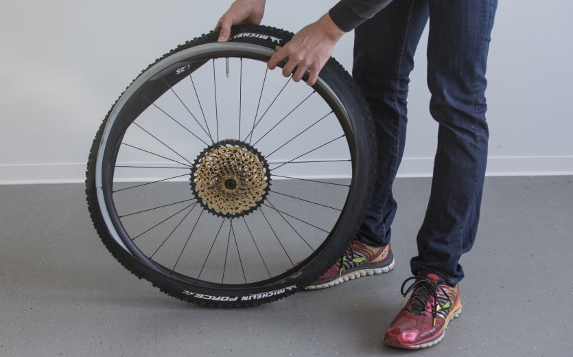 Seat the bead by working your way around the tyre.