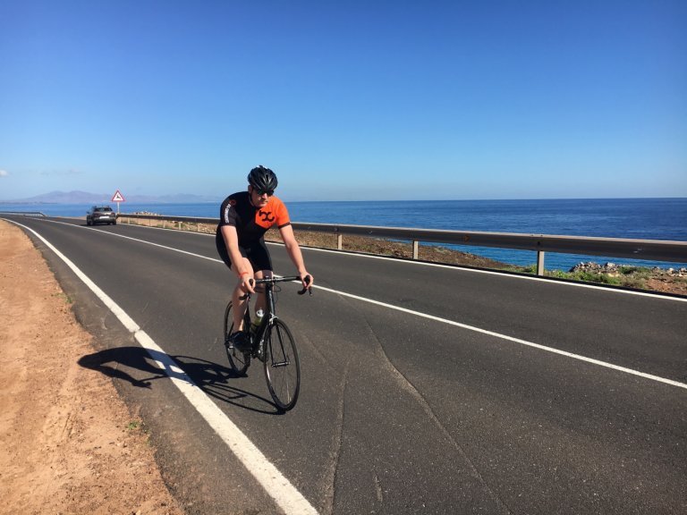 Benjamin on his first recce on the bike. 