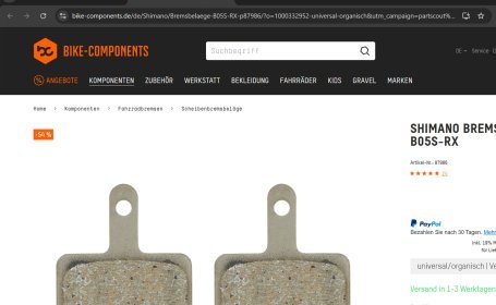 Shimano Bremsbeläge im bike-components Online-Shop, verlinkt über Part Scout