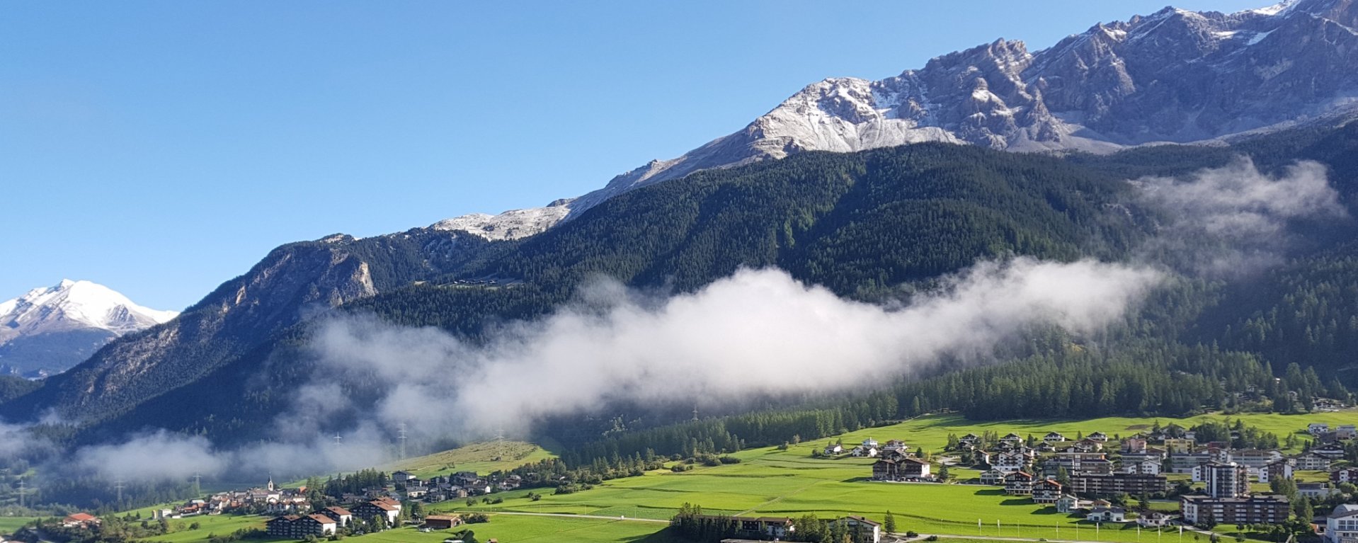 Savognin is surrounded by Alpine peaks.