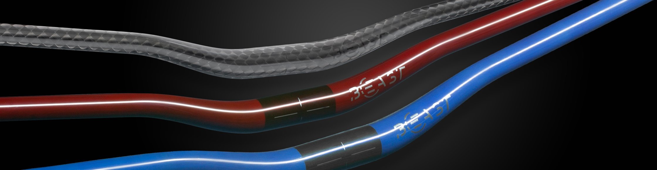 BEAST Components Carbon-Fahrradlenker in bunt: rot, blau, schwarz