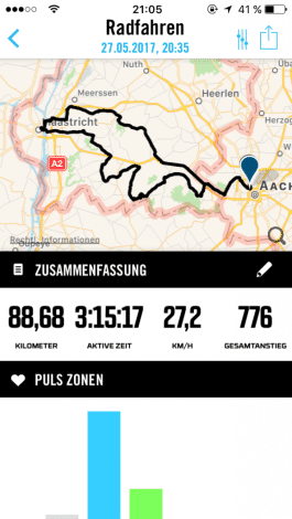 Wahoo ELEMNT Bolt gefahrene Route