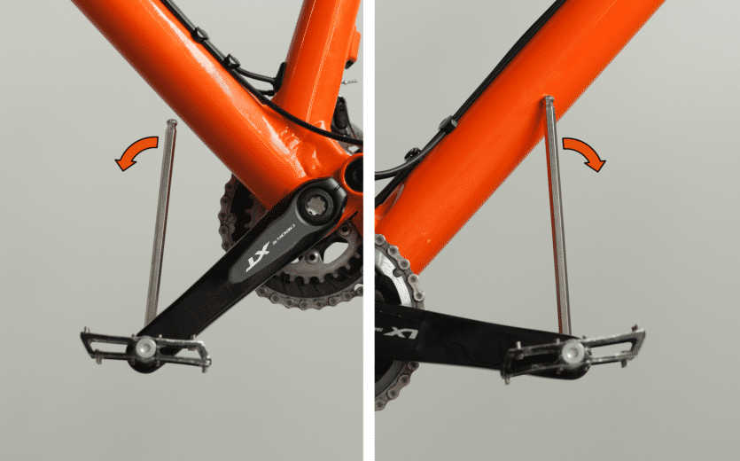 Tighten the pedals in the pictured directions.