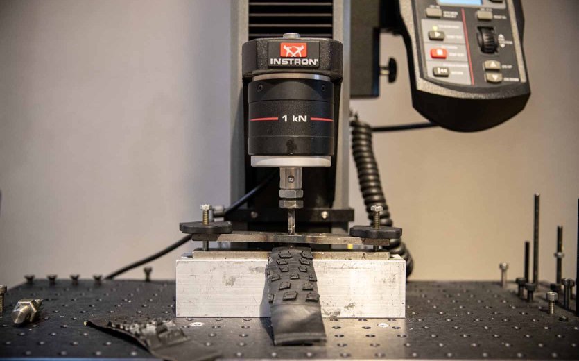 The puncture test shows how much force is required to puncture the carcass with a sharp object