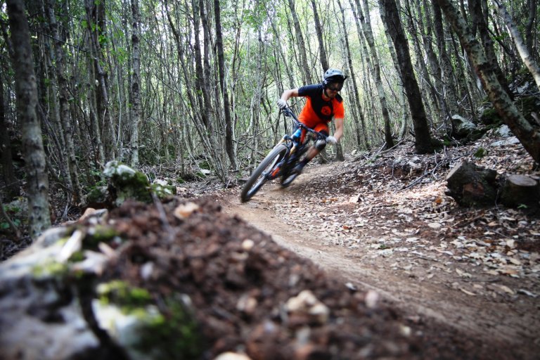 Christian in einem Anlieger auf dem Insoglio Trail