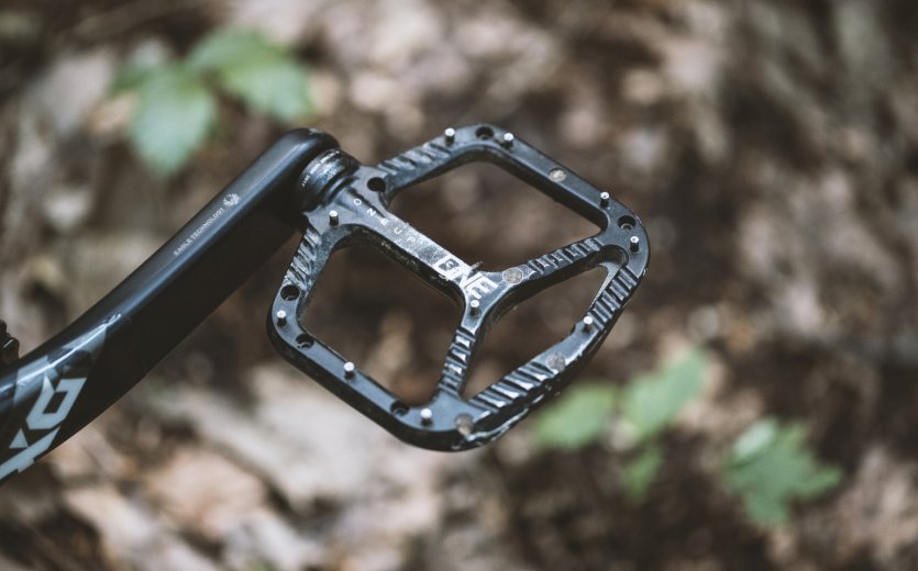 The Liteville 301 MK14 dream MTB bike build made possible thanks to bike-components.de. OneUp Components aluminium flat pedals are large and offer great grip.