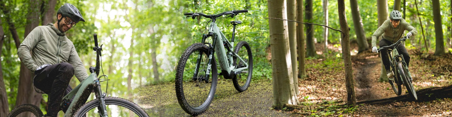 Collage vom Specialized Turbo Levo R im Wald