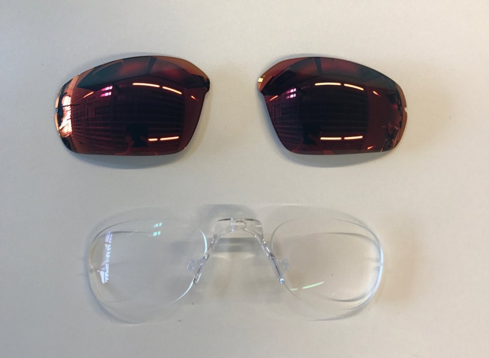 oben: Außenverglasung, unten: randloser RX-Clip + geschliffene Gläser