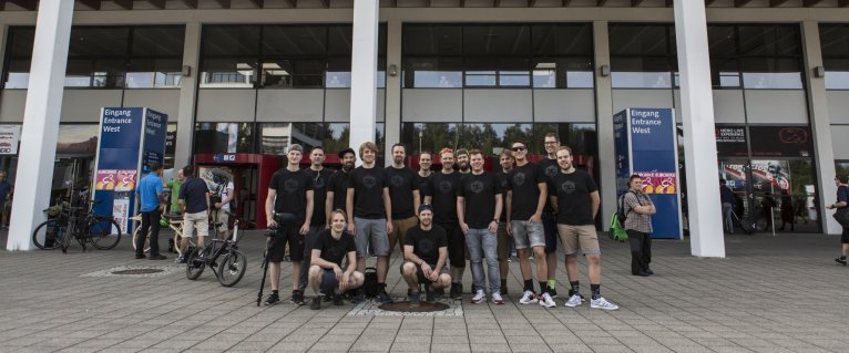 The bc crew at the Eurobike gates before the doors open.