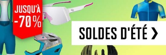 Économise jusqu’à 70 % sur les vêtements de cyclisme lors des grandes soldes d’été de bike-components. Profite d’offres intéressantes sur les maillots, cuissards à bretelles, casques, gants et bien plus encore - pour une durée limitée.