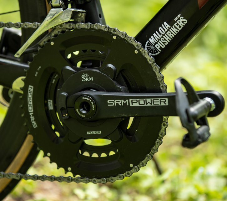 Shown is an SRM power meter crank. 