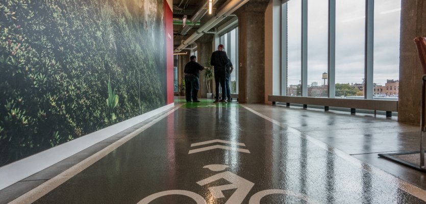 Fahrradstrecke im Büro