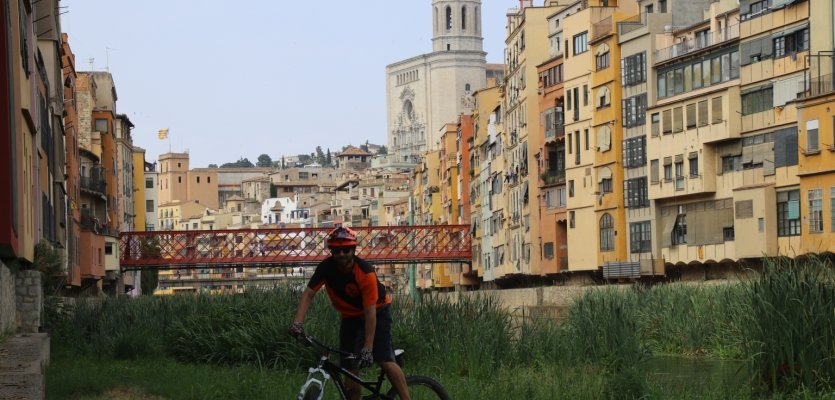 Girona’s beautiful and colourful old town forms the backdrop for the Sea Otter Europe bike festival. 