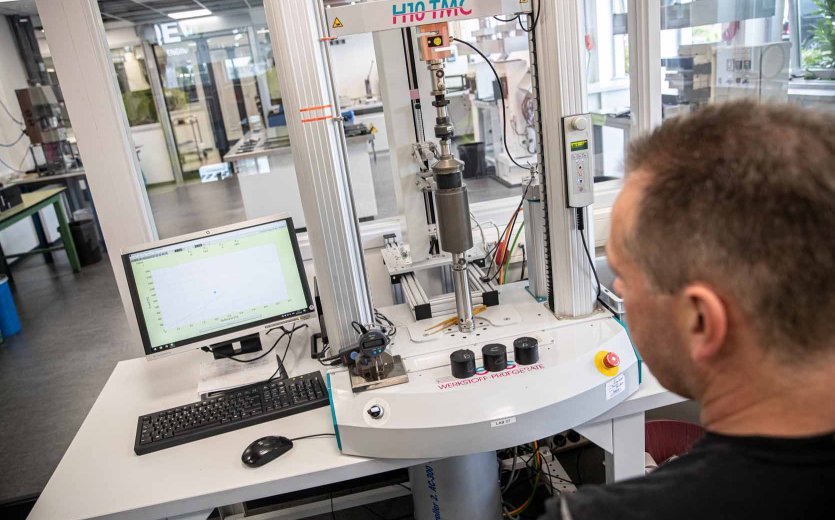 Testing the deformation properties of the compounds: This determines how much force is required to compress the compound by 25%