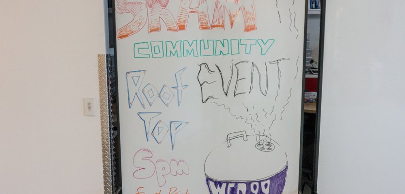 Whiteboard, Community, Social Event, Barbecue, Rahmenprogramm