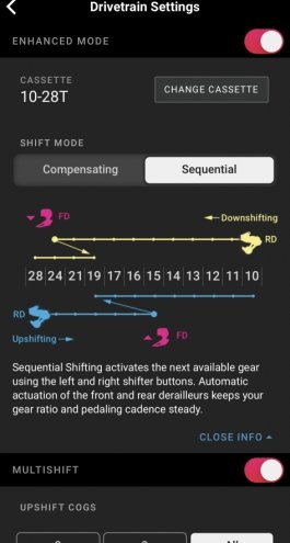 SRAM AXS App Ansicht Sequential Modus einstellen