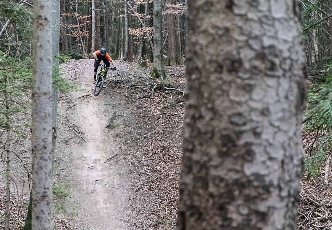 Mountainbike E-MTB Bergab Abfahrt