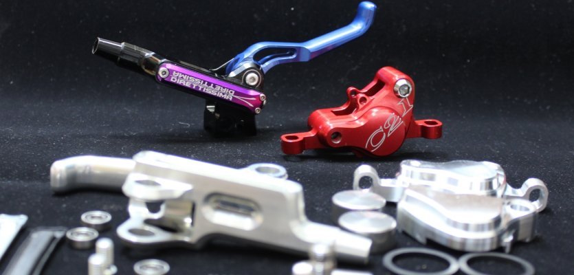 All of the ingredients for the Trickstuff Direttissima MTB disc brake.