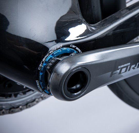 A CeramicSpeed T47A bottom bracket is mounted on a Factor Ostro.