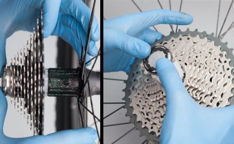 A cassette is placed on the freehub. 
