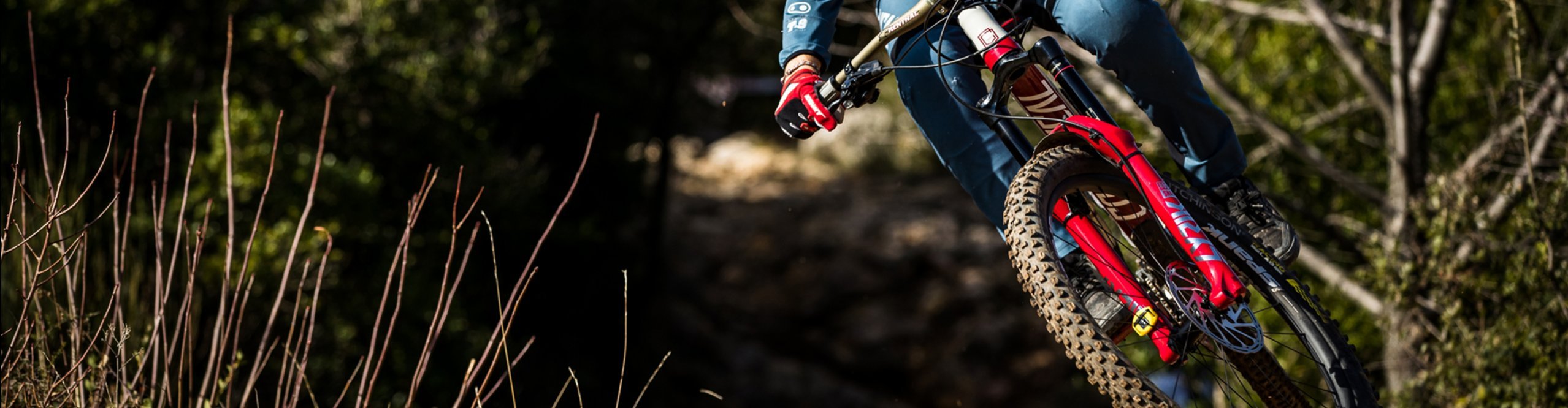 Mountainbiker fliegt durch die Luft