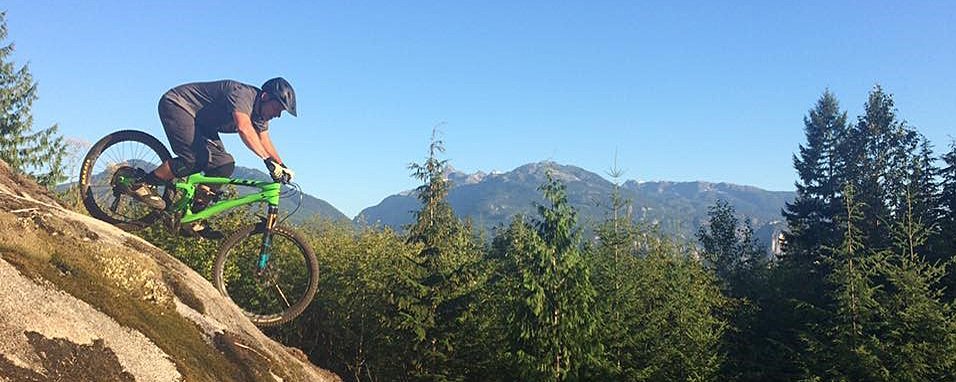 Chris tests his own products on the local Sqamish trails.