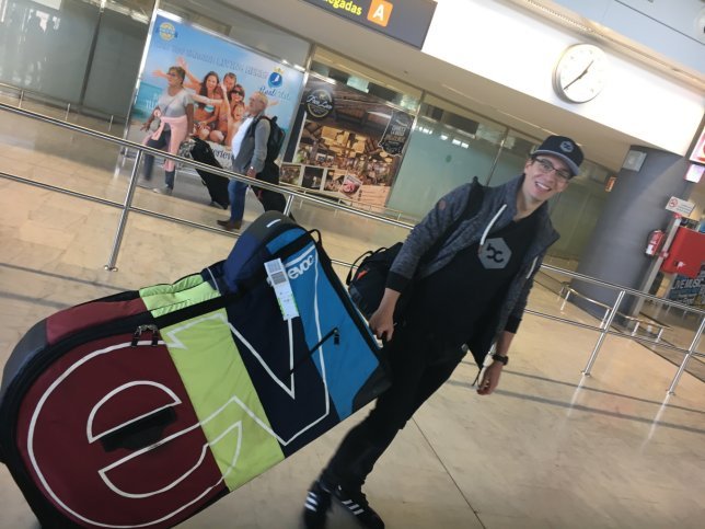 Stefan mit der guten alten evoc Travel Bag