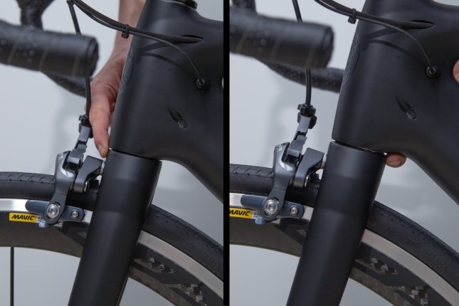 If the steerer is moving inside the head tube, the headset is not tight enough.