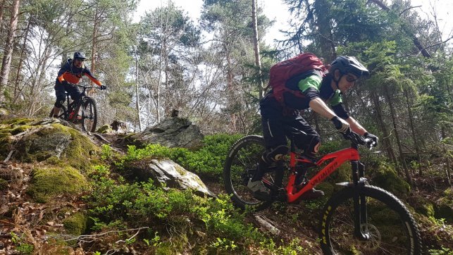 Anej and Benny on the trail.