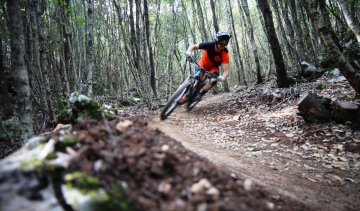 Christian in einem Anlieger auf dem Insoglio Trail