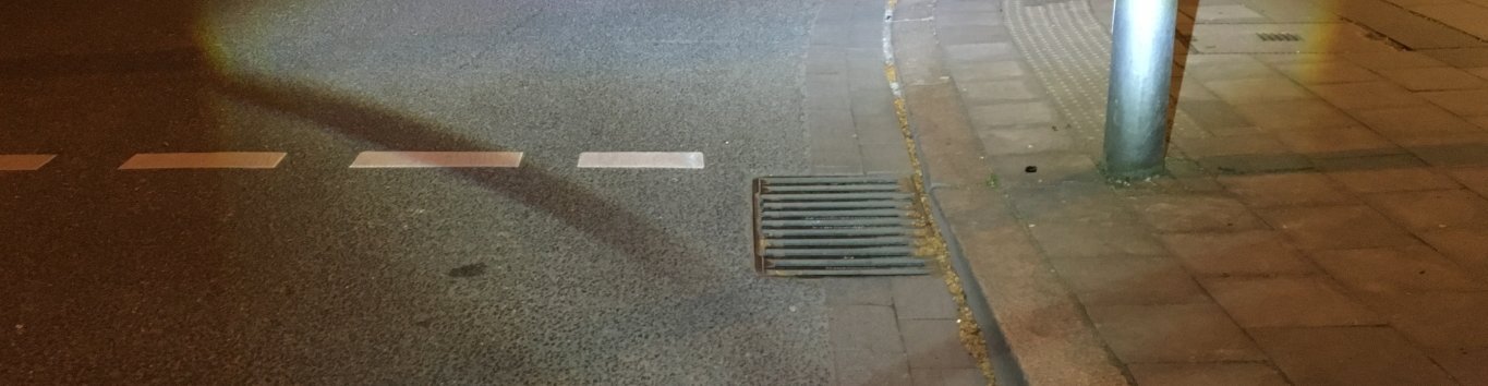 The powerful beam is even visible under a bright street light.