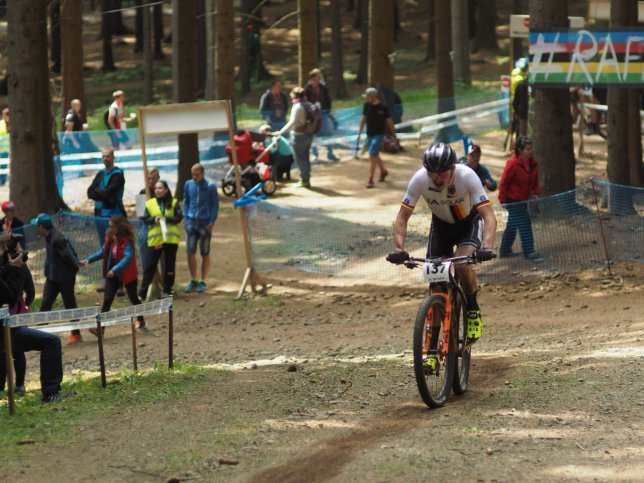 Robert taking on an uphill in Nové Mesto