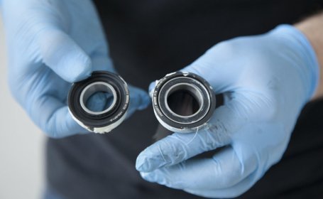 Pictured are bearing cups in disassembled condition.