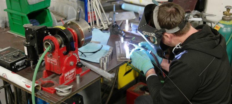 Abbey Bike Tools founder Jason Quade prepping for Crombie Tool.