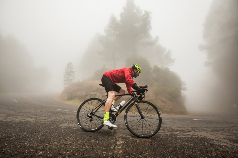 La Palma Road bike pass road fog summer