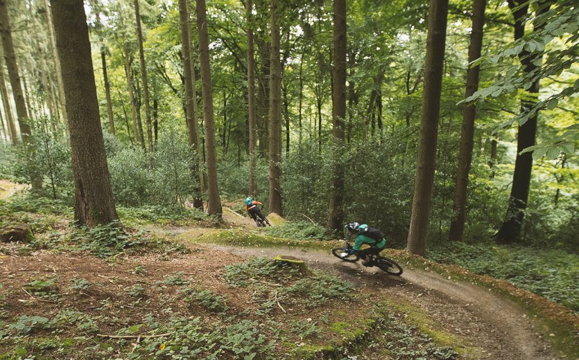 The bike park offers flow and berms…