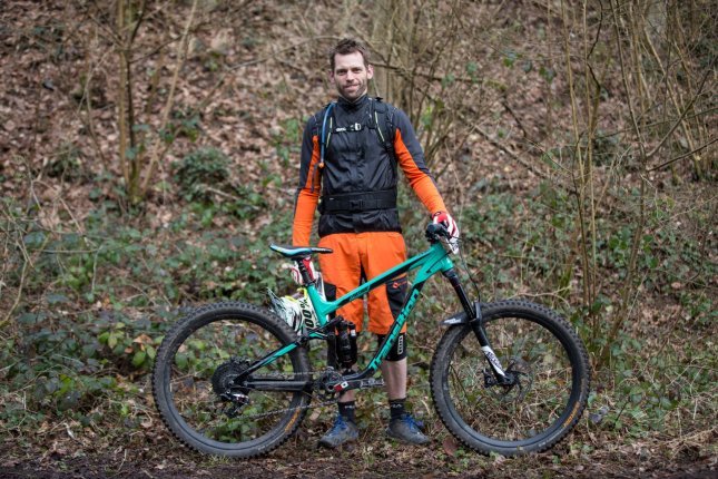 Rainer and his Transition before the Esneux Enduro Race.