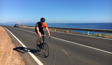 Benjamin on his first recce on the bike. 