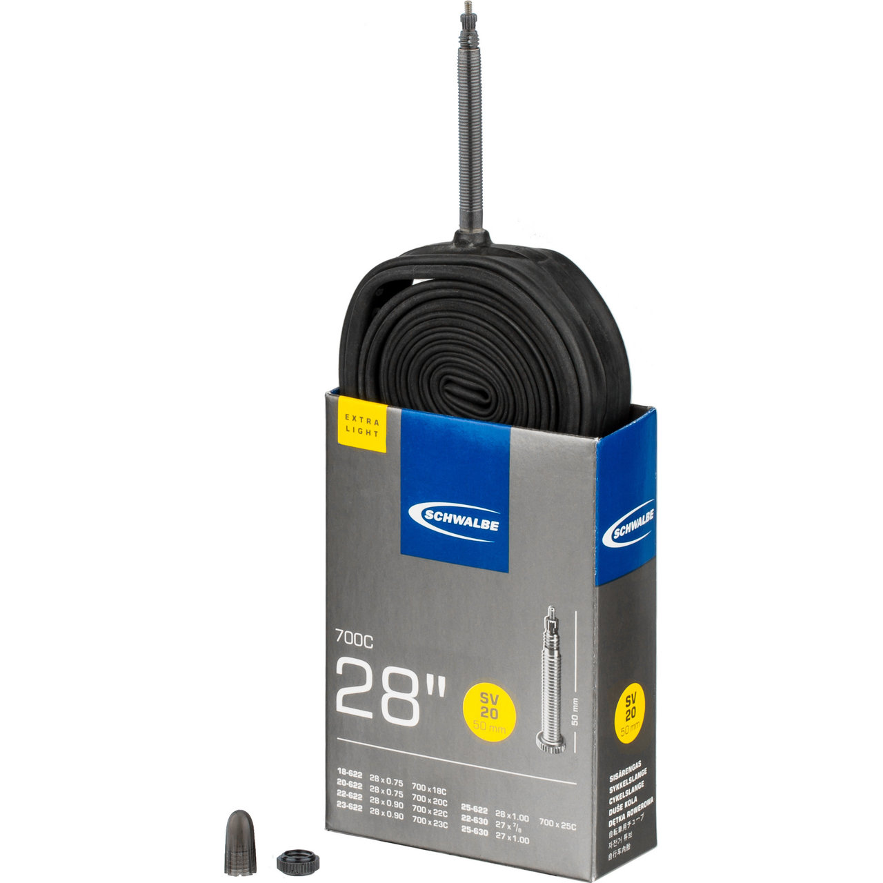 2 Camere D'Aria Schwalbe Extra Light SV18 700c: Per Bici Da Corsa, Ciclocross E Ghiaia, 28-42c, 105g