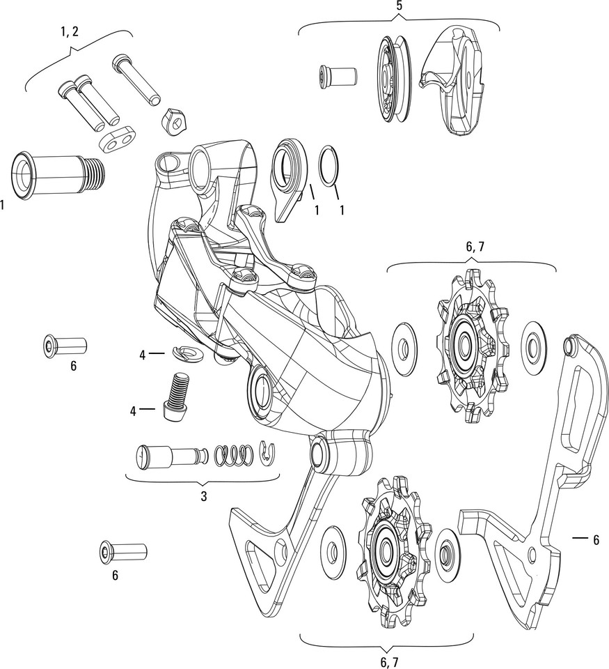 ARAMページ SRAM Ersatzteile GX 1X11 / GX DH 1X7 Type 2.1 Schaltwerk