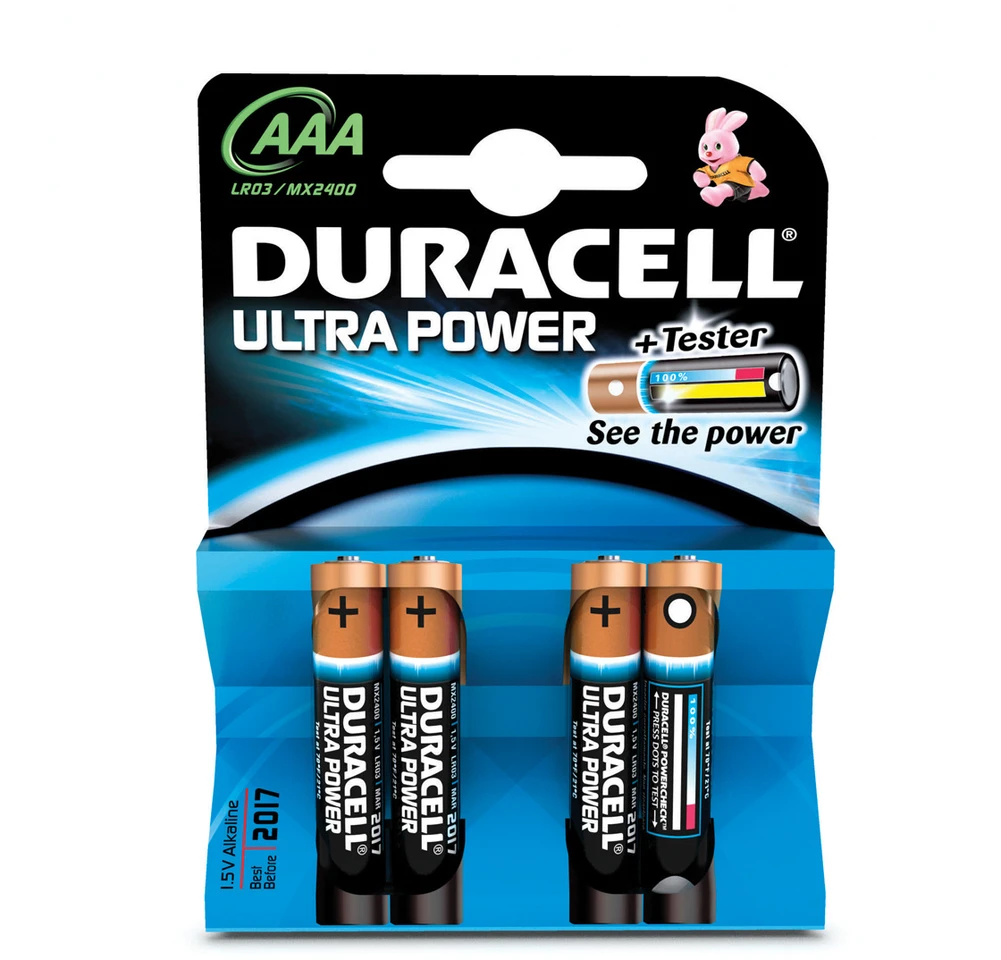 Batterien Duracell AAA LR03 1,5V Plus Power Alkaline MN2400 4er Blister neu 