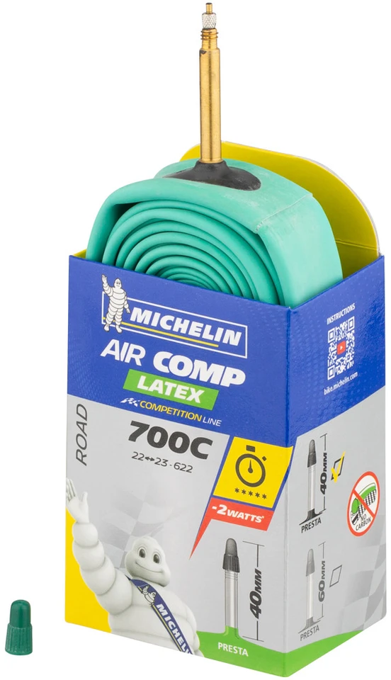 2x Michelin AirComp Latex Schlauch Rennrad 22-622 23-622  60mm Sclaverand Ventil 